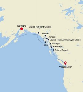 Luxury Cruise from SEWARD (Anchorage, Alaska) to VANCOUVER 27 May 2019