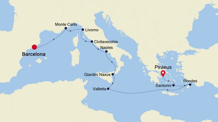 Luxury Cruise From Barcelona To Athens Piraeus 01 Apr 2021