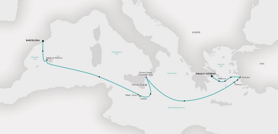 Grand Voyage 2020 Mediterranean Silversea Gv2020 Map Silver Muse